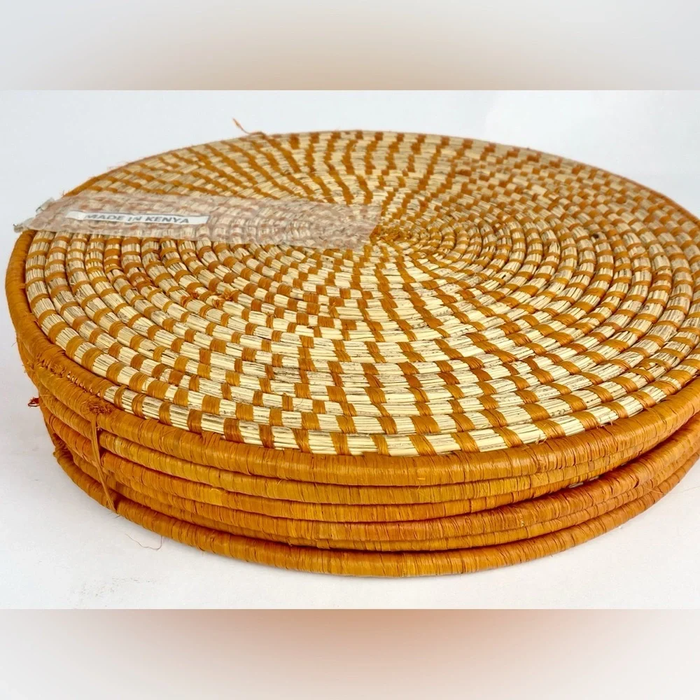 NWOT Handmade 12in Round Rattan Seagrass Placemat/Chargers Set (6)